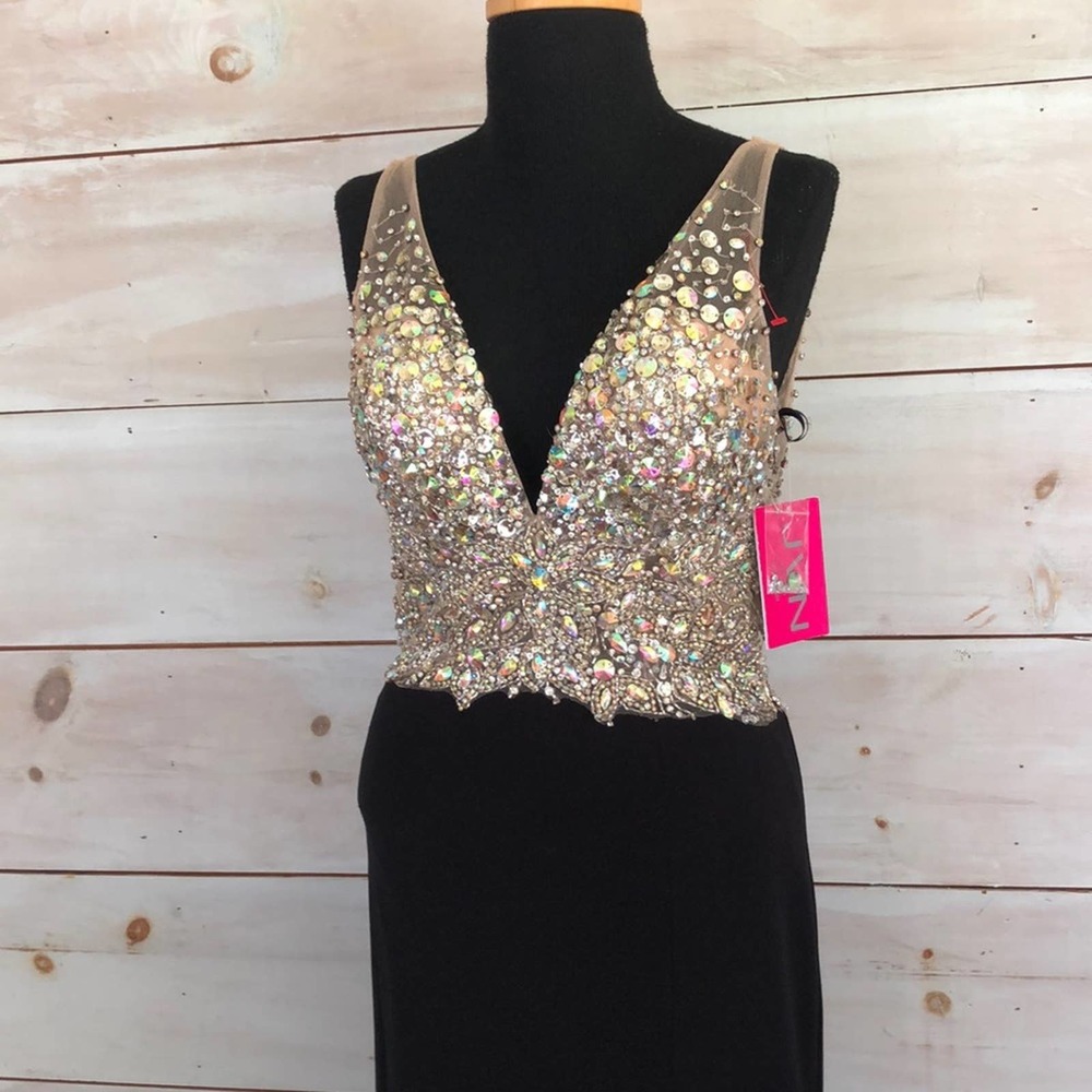 Stunning beaded Jovani evening dress wedding prom night luxe NWT